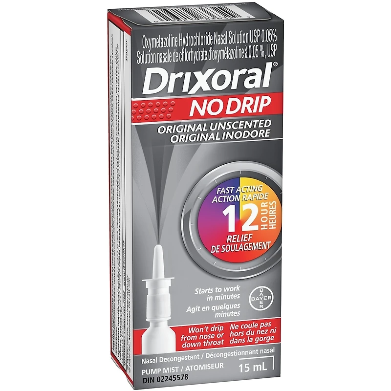 Drixoral No Drip Original Unscented Spray, Helps Relieve Nasal Congestion, 15ml