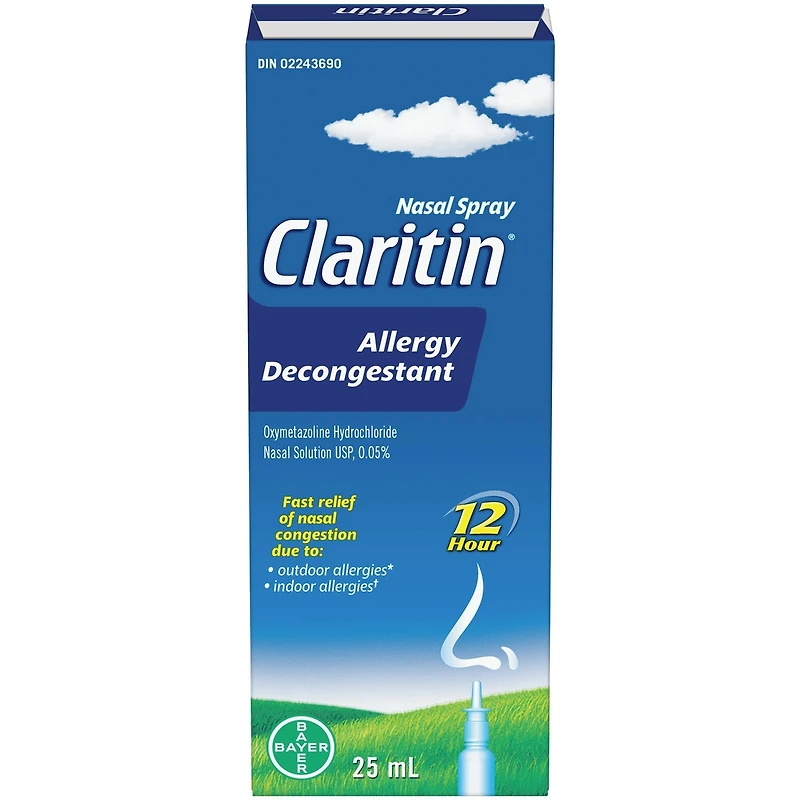 Claritin Décongestionnant contre les allergies en vaporisateur nasal, soulagement rapide, 25 mL