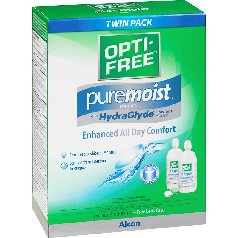 Opti-Free® PureMoist® Multipurpose Contact Lens Solution with HydraGlyde Twin Pack