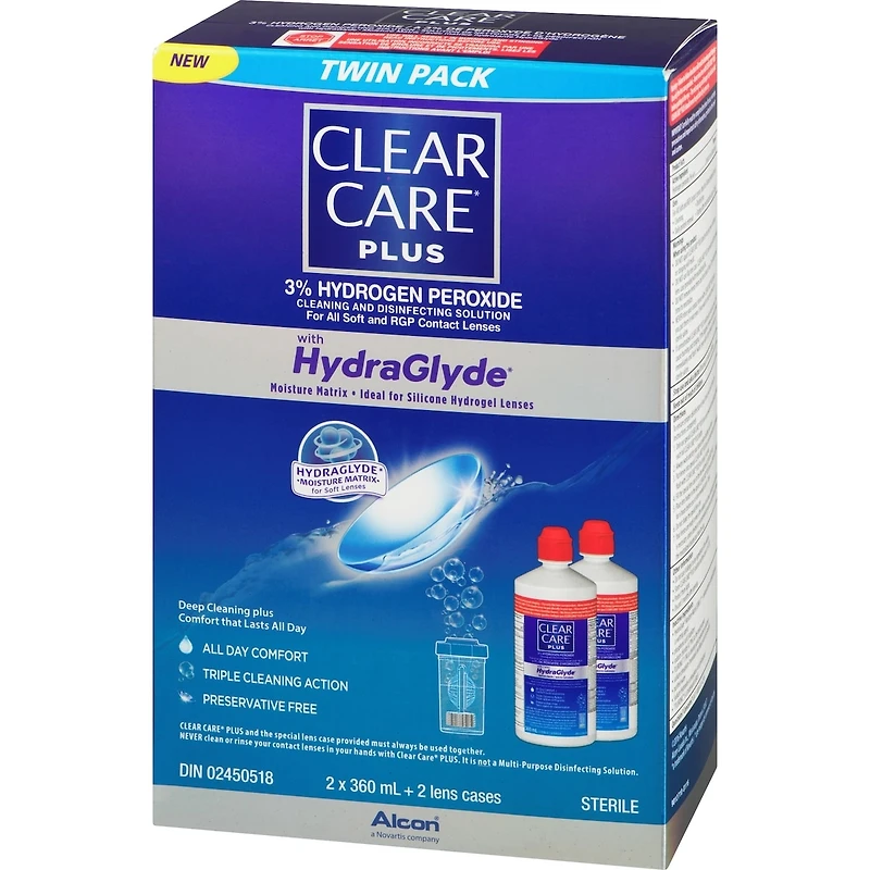 Clear Care® PLUS with HydraGlyde Contact Lens Solution Twin Pack