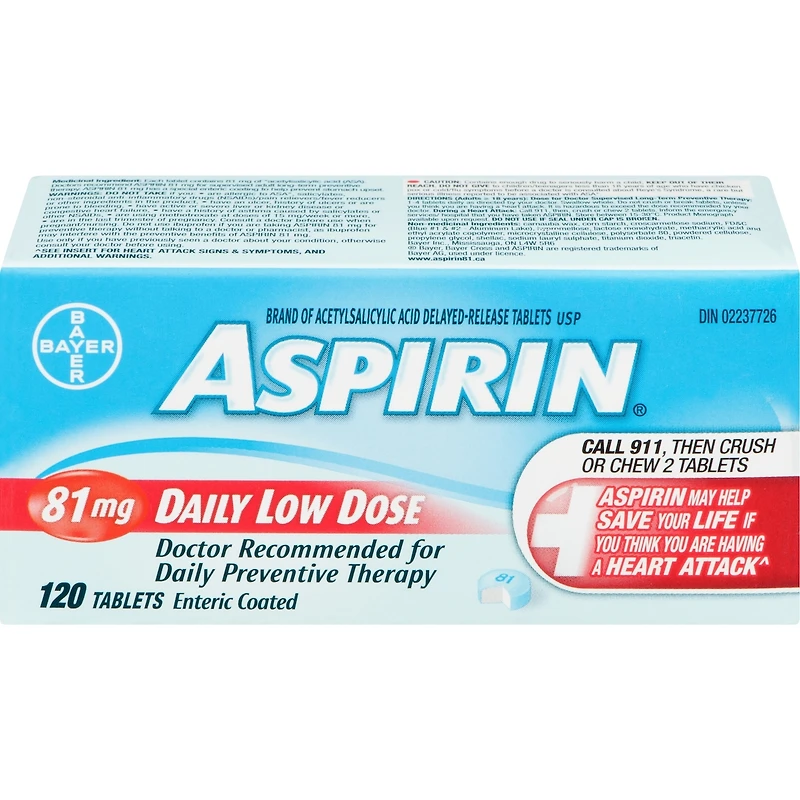 ASPIRIN® à 81 mg, comprimés faible dose quotidienne avec enrobage gastro-résistant