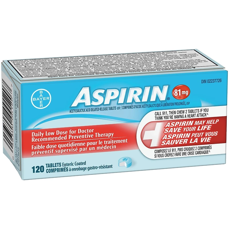 ASPIRIN® à 81 mg, comprimés faible dose quotidienne avec enrobage gastro-résistant