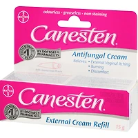 Canesten Crème antifongique externe pour les infections à levures, soulagement des démangeaisons et de la sensation de brûlure, 15 g