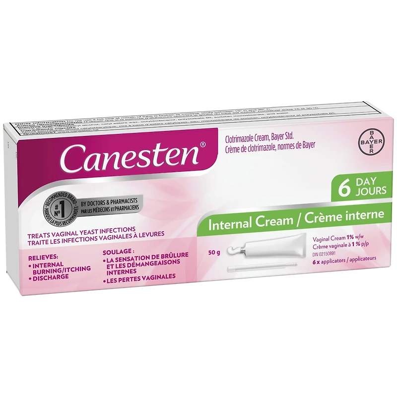 Canesten Crème interne 6 jours pour les infections à levures, 6 traitements