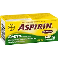 Comprimés enrobés ASPIRIN à 325 mg, soulagement efficace des maux de dos et des douleurs musculaires et arthritiques, faciles à avaler, 100 comprimés