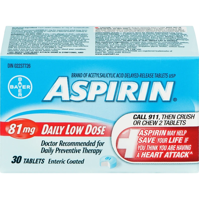 ASPIRIN 81mg, Daily Low Dose Enteric Coated Tablets