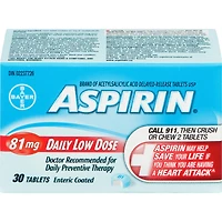 ASPIRIN 81mg, Daily Low Dose Enteric Coated Tablets