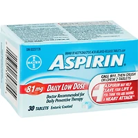 ASPIRIN 81mg, Daily Low Dose Enteric Coated Tablets