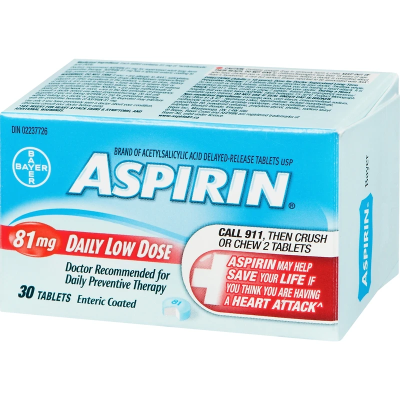 ASPIRIN 81mg, Daily Low Dose Enteric Coated Tablets