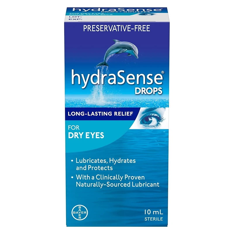 hydraSense Eye Drops, For Dry Eyes, Fast and Long-Lasting Relief, Preservative Free, Naturally Sourced Lubricant