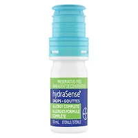 Gouttes oculaires hydraSense, soulagement des allergies, sans agent de conservation, de source naturelle, soulagement de longue durée, 10 mL