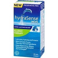hydraSense Eye Drops, Allergy Relief, Preservative Free, Naturally Sourced, Long-Lasting Relief, 10 mL