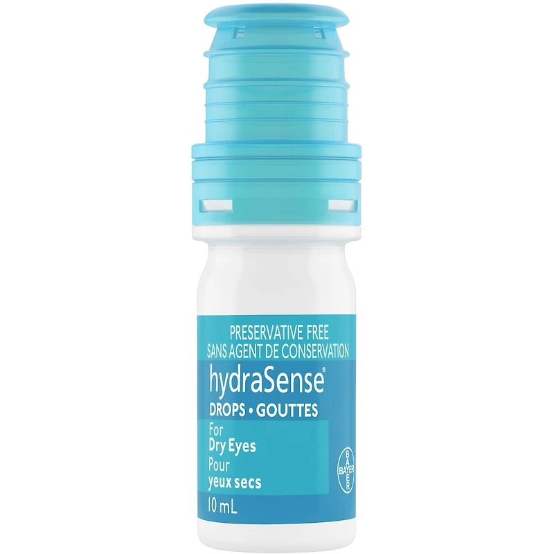 Gouttes oculaires hydraSense pour yeux secs, soulagement rapide et durable, san agent de conservation, lubrifiant de source naturelle