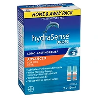 hydraSense Eye Drops Day and Night Pack, For Dry Eyes, Preservative Free, Naturally Sourced Lubricant, Twin Pack (2 x 10 mL), 20 mL