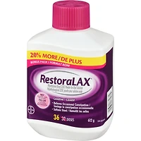 RestoraLAX Powder Laxative, Effective Relief, No Taste, No Grit, No Gas, No Bloating, No Cramps, Bonus Size 30+6 Doses, 36 Doses