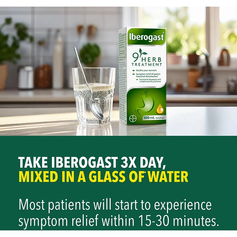 Iberogast Traitement à 9 plantes, soulagement des symptômes liés aux troubles gastro-intestinaux, 100 mL
