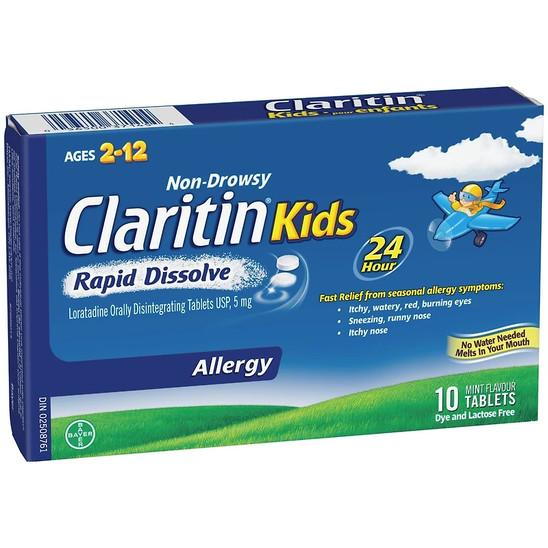 Claritin Kids Allergy Medicine Loratadine Tablets - 24-Hour Non-Drowsy Relief of Children's Seasonal Allergy Symptoms, For Children Aged 2+, Rapid Dissolve Tablets, 5mg x 10 count