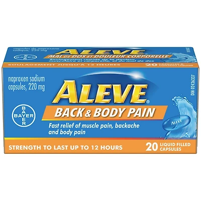 ALEVE Back and Body Pain Relief Liquid Gels, Up to 12 Hour Relief, Naproxen Sodium 220mg