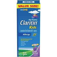 Claritin Kids, Allergy Medicine, 24-Hour Non-Drowsy Relief Syrup, Grape Flavour, 240 mL