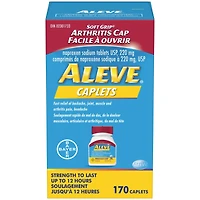 ALEVE Pain Relief Caplets With Easy Open Soft Grip Arthritis Cap, Up To 12-Hour Relief, Naproxen Sodium 220mg, 170 Caplets