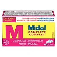 Midol Complete, Fast Multi-Symptom Period pain relief from Cramps, Headache, Backaches and Bloating, 40 Caplets