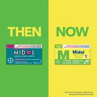 Midol PMS Caffeine-Free, Fast Relief of Pre-Menstrual Period Symptoms such as Irritability, Bloating, Cramps, Breast tenderness, Backache, Headaches and Muscle Aches. 40 Caplets