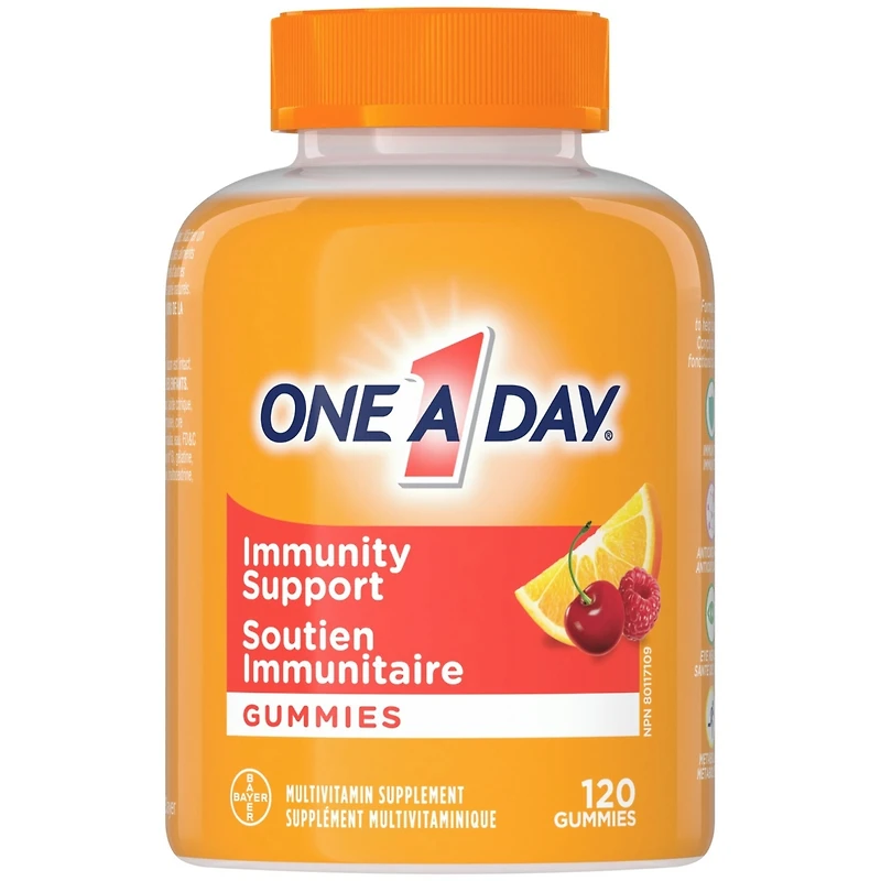 Gummies One A Day Multi+ avec soutien immunitaire – Multivitamines pour les femmes et les hommes avec soutien immunitaire quotidien contenant des vitamines C et D et du zinc pour soutenir la fonction immunitaire