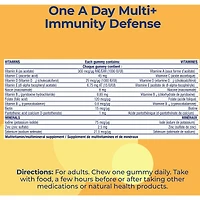 Gummies One A Day Multi+ avec soutien immunitaire – Multivitamines pour les femmes et les hommes avec soutien immunitaire quotidien contenant des vitamines C et D et du zinc pour soutenir la fonction immunitaire