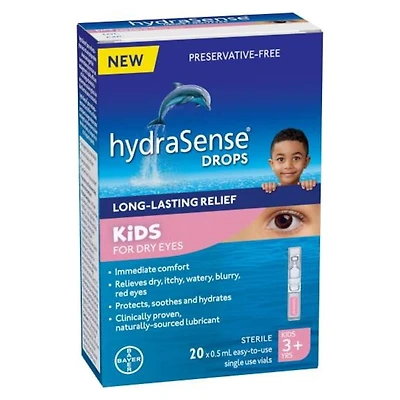 pour enfants – yeux secs, sans agent de conservation, lubrifiant de source naturelle