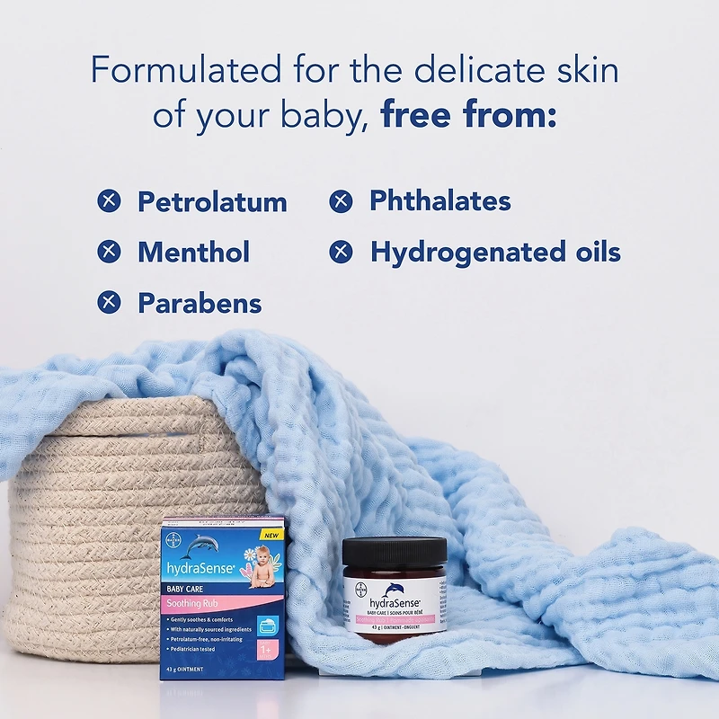hydraSense Baby Care Soothing Rub – Gently Soothes & Comforts, Petrolatum-free, Non-irritating, Made with Naturally Sourced Ingredients Eucalyptus, Lavender, and Chamomile, Pediatrician Tested