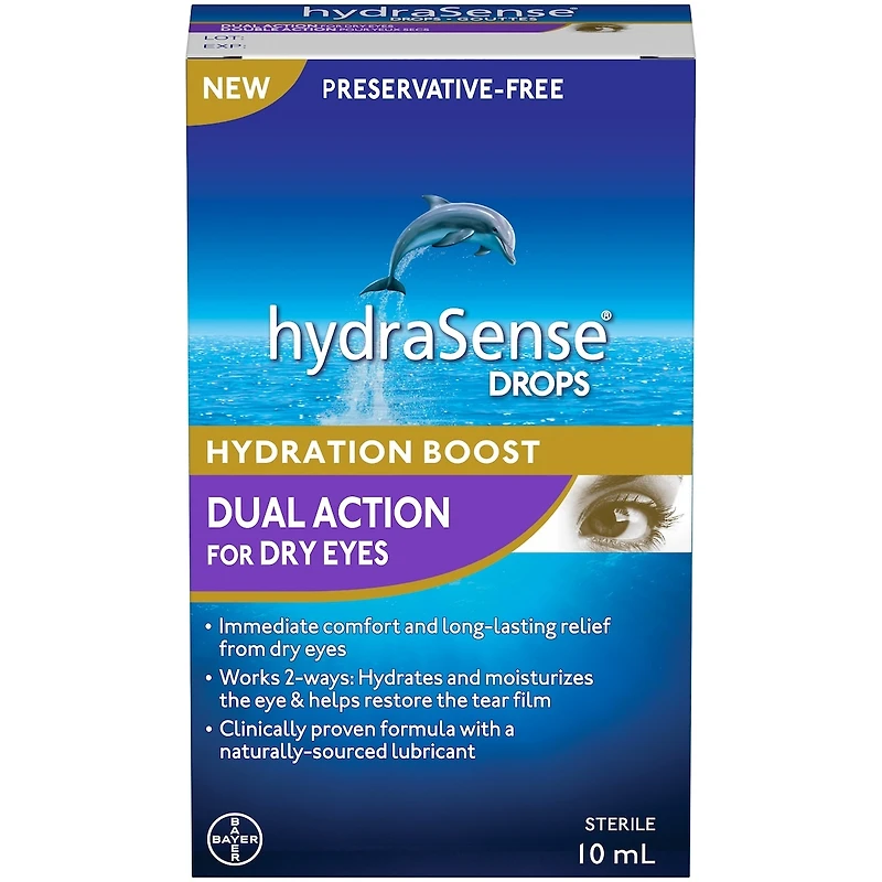 hydraSense Dual Action Eye Drops, For Dry Eyes, Preservative Free, Clinically Proven Dual Action Formula, Naturally Sourced Lubricant, With Phospholipids