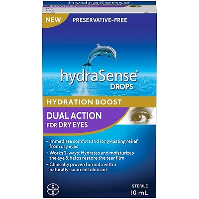 hydraSense Dual Action Eye Drops, For Dry Eyes, Preservative Free, Clinically Proven Dual Action Formula, Naturally Sourced Lubricant, With Phospholipids