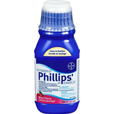 Phillips Milk of Magnesia Cherry, Constipation Relief, Cramp Free, Stimulant-Free, Saline Laxative, 350ml
