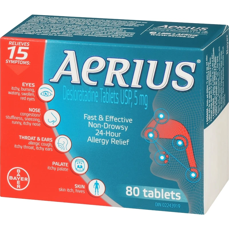 Allergy Medicine, Fast Relief, 24-Hour, Non-Drowsy, 15 Symptoms