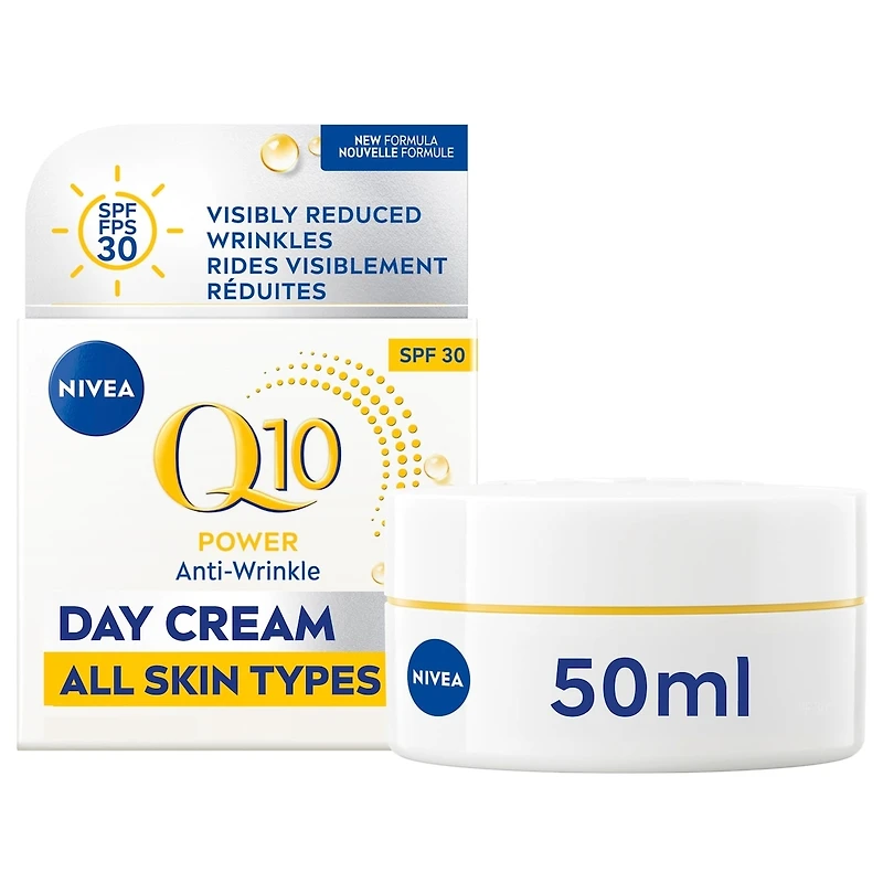 NIVEA Q10 Power Anti-Wrinkle Firming Day Face Cream SPF 30, All Skin Types, 50mL