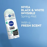 NIVEA Black & White Invisible Roll-On 72-Hr Antiperspirant Deodorant, Spring Mist, 50mL