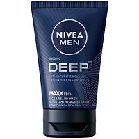 NIVEA MEN DEEP Nettoyant visage et barbe avec MAXXTECH charbon, 100 ml