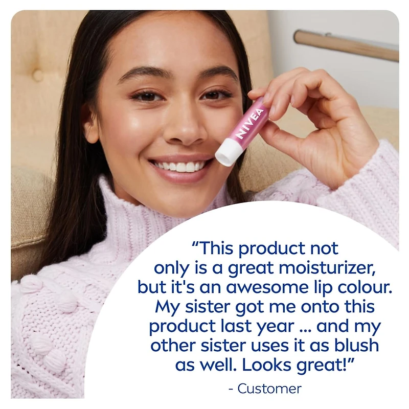 NIVEA Pearly Shine Lip Balm, Tinted lip balm with shea butter & natural oils for 24hr moisture, Pearly pink shine, Lip moisturizer for dry lips, (2 x 4.8g)