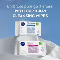 NIVEA 3-in-1 Gentle Face Cleansing Wipes Dry and Sensitive Skin, 40 Count
