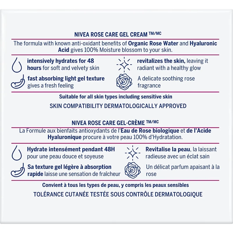 NIVEA Rose Care Gel Cream, 50mL
