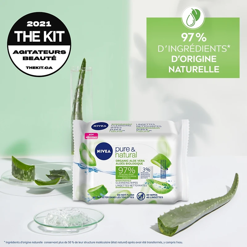 Lingettes Nettoyantes Biodégradables pure & natural (MC)