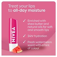 Baume à lèvres reflets melon d’eau de NIVEA, baume à lèvres teinté au beurre de karité et huiles naturelles pour 24 heures d’hydratation, parfum de melon d’eau, hydratant pour les lèvres sèches, (2 x 4.8 g)