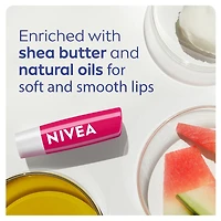 Baume à lèvres reflets melon d’eau de NIVEA, baume à lèvres teinté au beurre de karité et huiles naturelles pour 24 heures d’hydratation, parfum de melon d’eau, hydratant pour les lèvres sèches, (2 x 4.8 g)