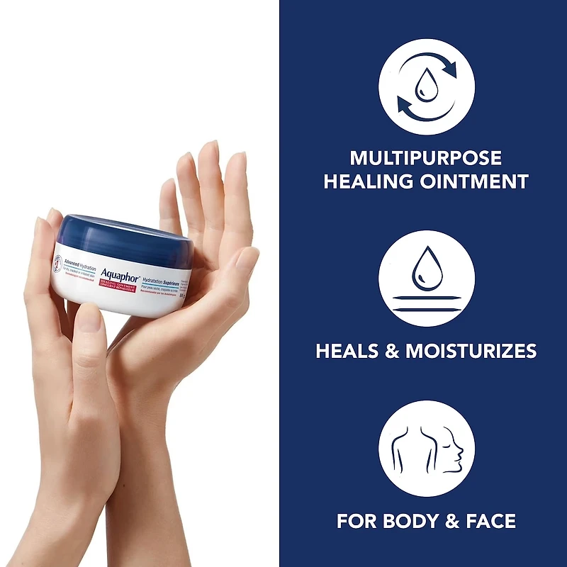 Aquaphor Healing Ointment, Multipurpose Ointment for Dry, Cracked Skin, 80g Jar