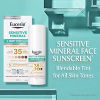 Lotion solaire teintée pour le visage Sun Minérale sensible avec FPS 35 | Écran solaire teinté pour tous les teints de peau, avec oxyde de zinc et 5 antioxydants