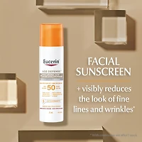 Lotion solaire pour le visage Sun Défense âge avec FPS 50 | Écran solaire pour le visage avec acide hyaluronique et 5 antioxydants