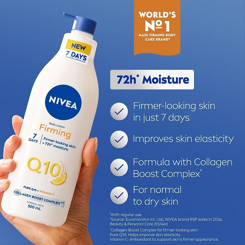 NIVEA Q10 Firming Body Lotion for Women with Q10 and Vitamin C, Normal Skin, 500 mL