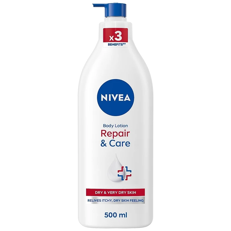 NIVEA Repair & Care 72-Hr Moisturizing Body Lotion for Very Dry, Itchy Skin, 500 mL
