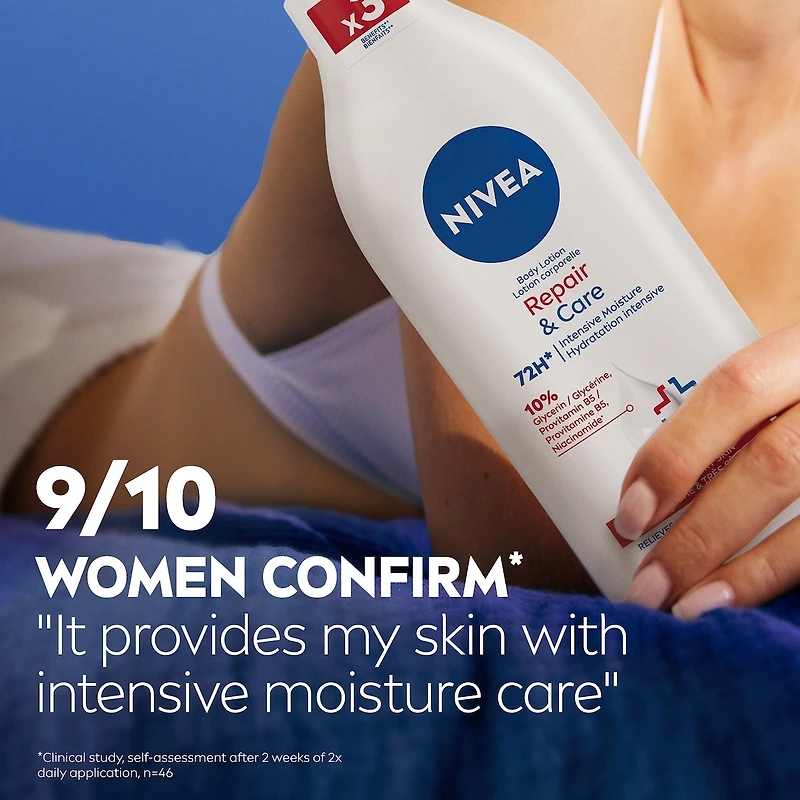 NIVEA Repair & Care 72-Hr Moisturizing Body Lotion for Very Dry, Itchy Skin, 500 mL
