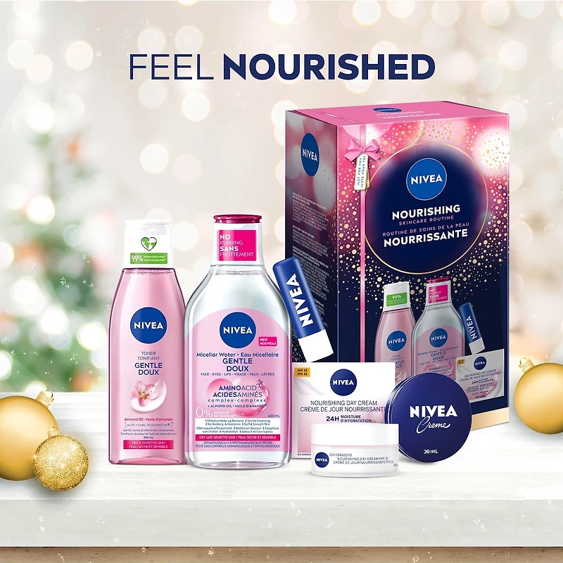 NIVEA Nourishing Skincare Routine, 5-Piece Holiday Gift Set for Dry and Sensitive Skin